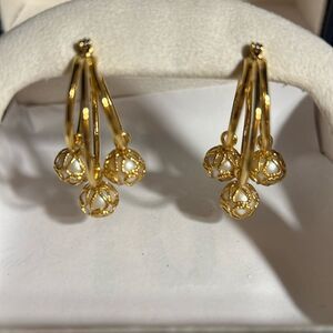 Avon snap top hoop earrings, pierced with surgical steel posts,gold tone